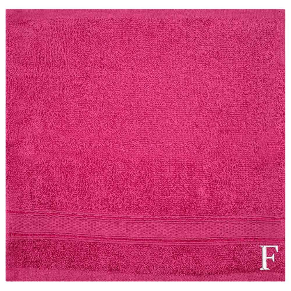 Byft - Letter F Monogrammed Face Towel - 30 x 30 cm - 6pcs - Fuchsia Pink