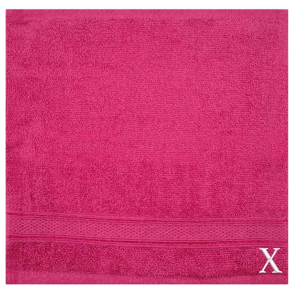 Byft - Letter x Monogrammed Face Towel - 30 x 30 cm - 6pcs - Fuchsia Pink