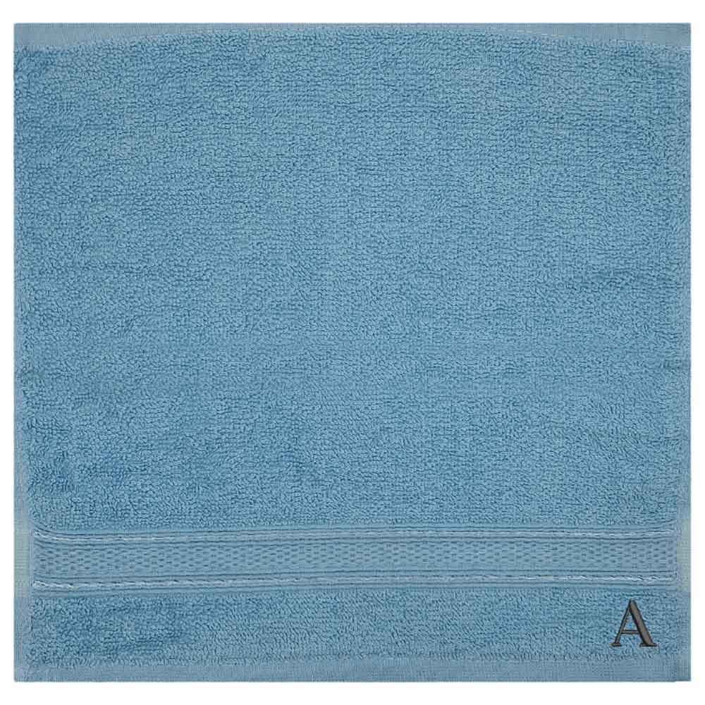 Byft - Letter A Monogrammed Face Towel - 30 x 30 cm - 6pcs - Light Blue