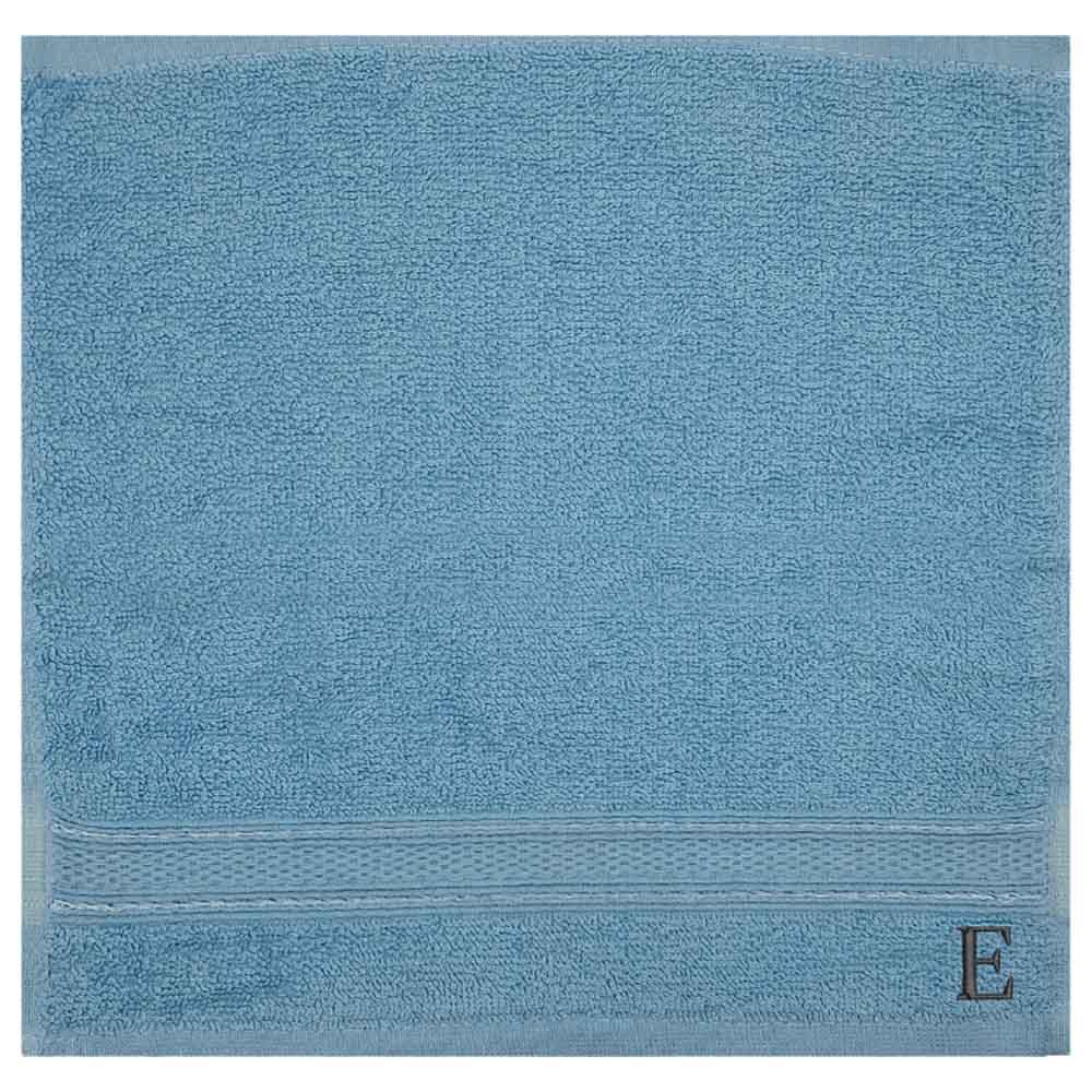 Byft - Letter E Monogrammed Face Towel - 30 x 30 cm - 6pcs - Light Blue