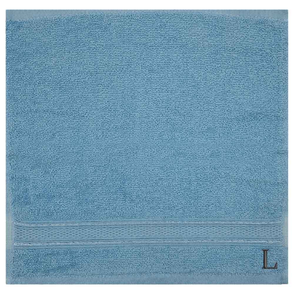 Byft - Letter L Monogrammed Face Towel - 30 x 30 cm - 6pcs - Light Blue