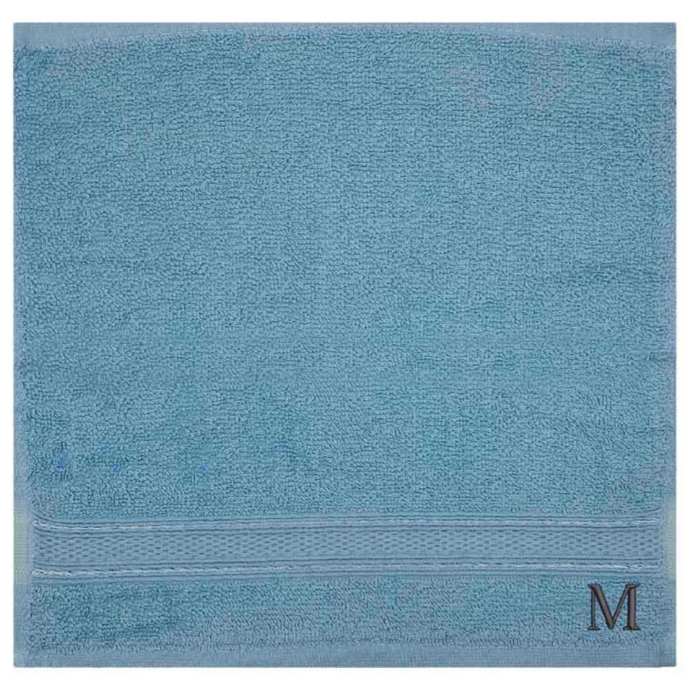 Byft - Letter M Monogrammed Face Towel - 30 x 30 cm - 6pcs - Light Blue