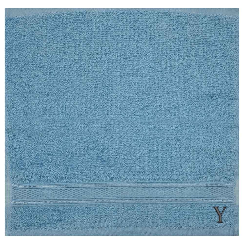 Byft - Letter Y Monogrammed Face Towel - 30 x 30 cm - 6pcs - Light Blue