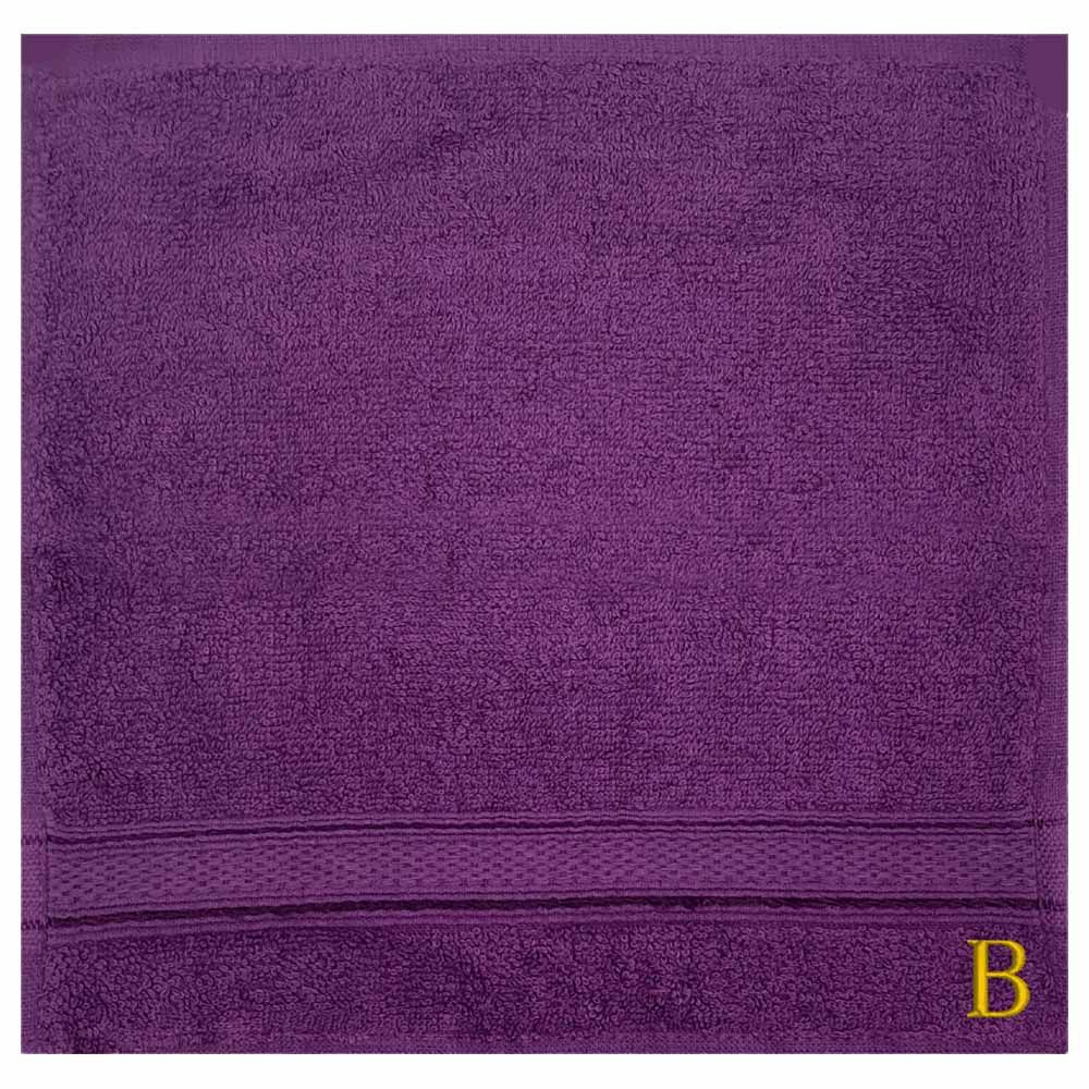 Byft - Letter B Monogrammed Face Towel - 30 x 30 cm - 6pcs - Purple