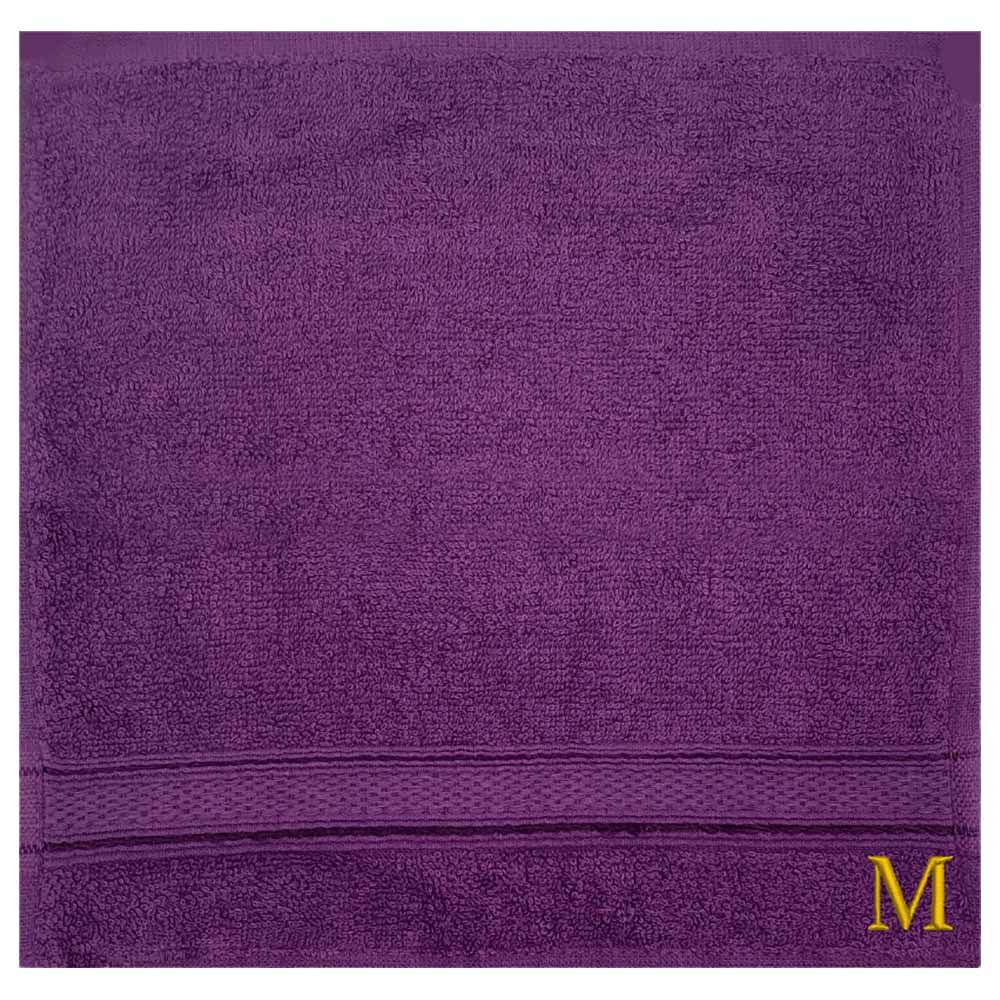 Byft - Letter M Monogrammed Face Towel - 30 x 30 cm - 6pcs - Purple