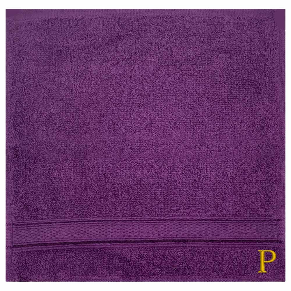 Byft - Letter P Monogrammed Face Towel - 30 x 30 cm - 6pcs - Purple