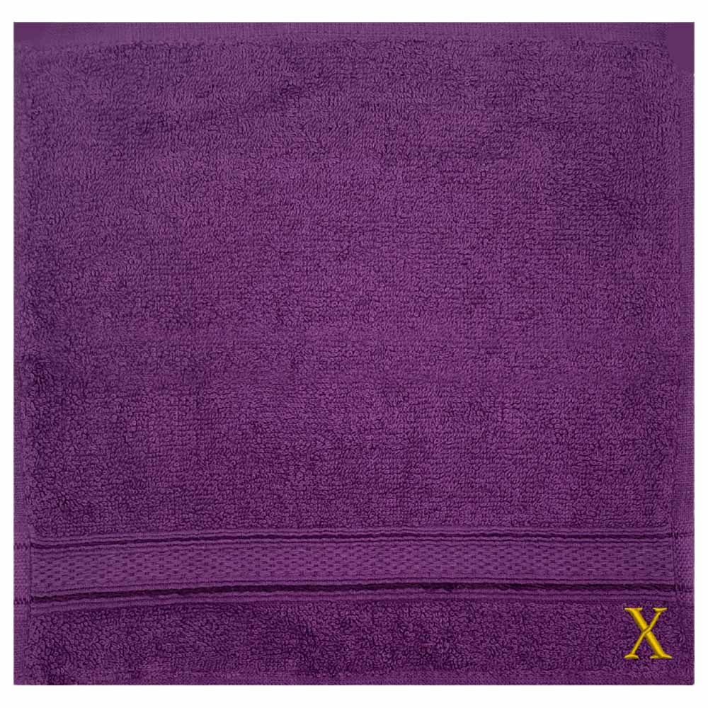 Byft - Letter x Monogrammed Face Towel - 30 x 30 cm - 6pcs - Purple