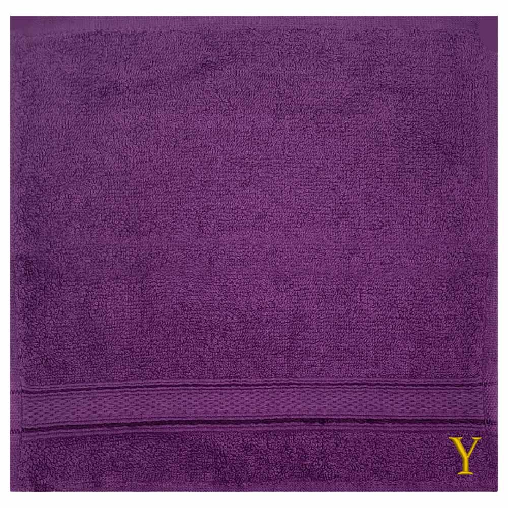 Byft - Letter Y Monogrammed Face Towel - 30 x 30 cm - 6pcs - Purple