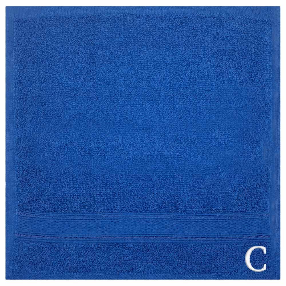 Byft - Letter C Monogrammed Face Towel - 30 x 30 cm - 6pcs - Royal Blue