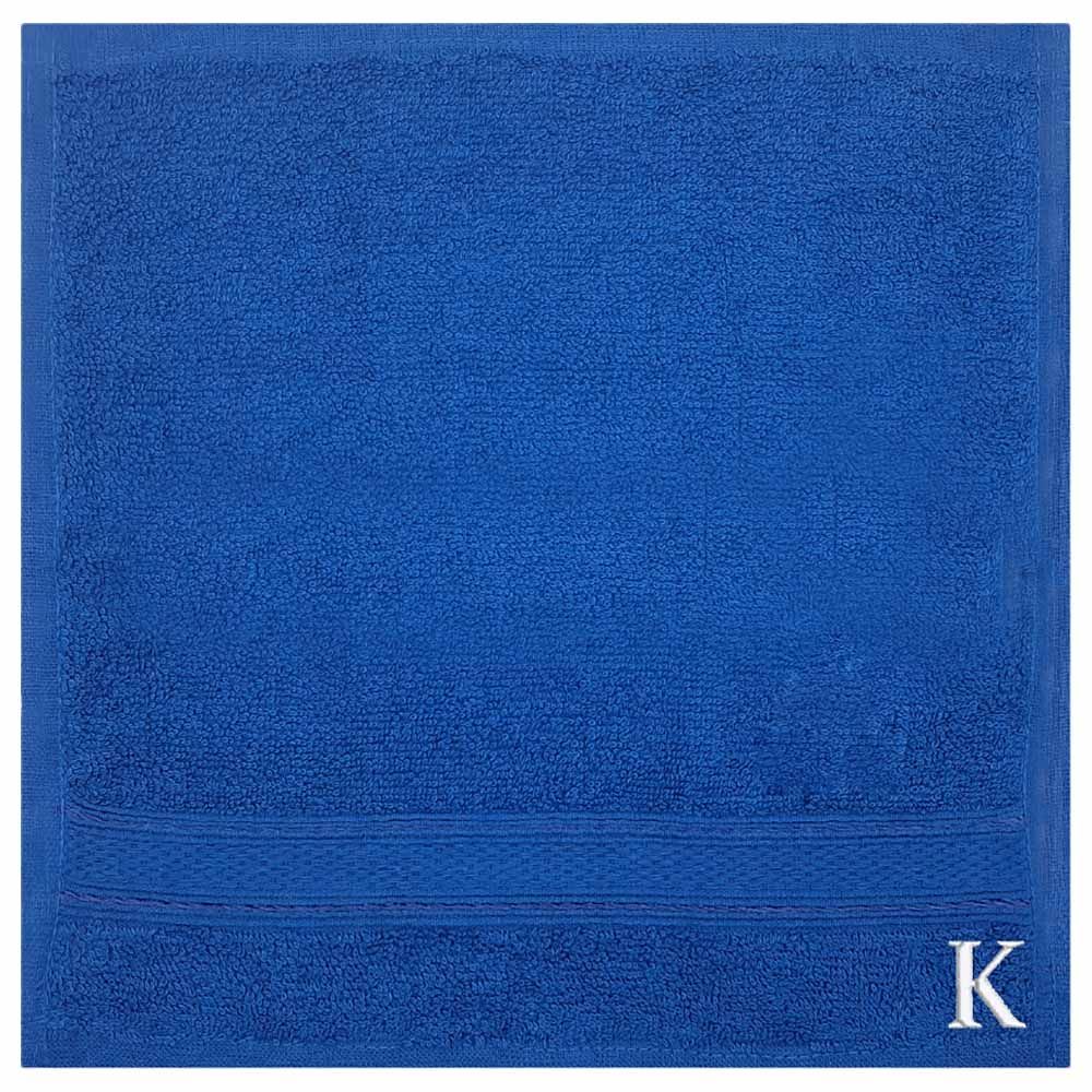 Byft - Letter K Monogrammed Face Towel - 30 x 30 cm - 6pcs - Royal Blue