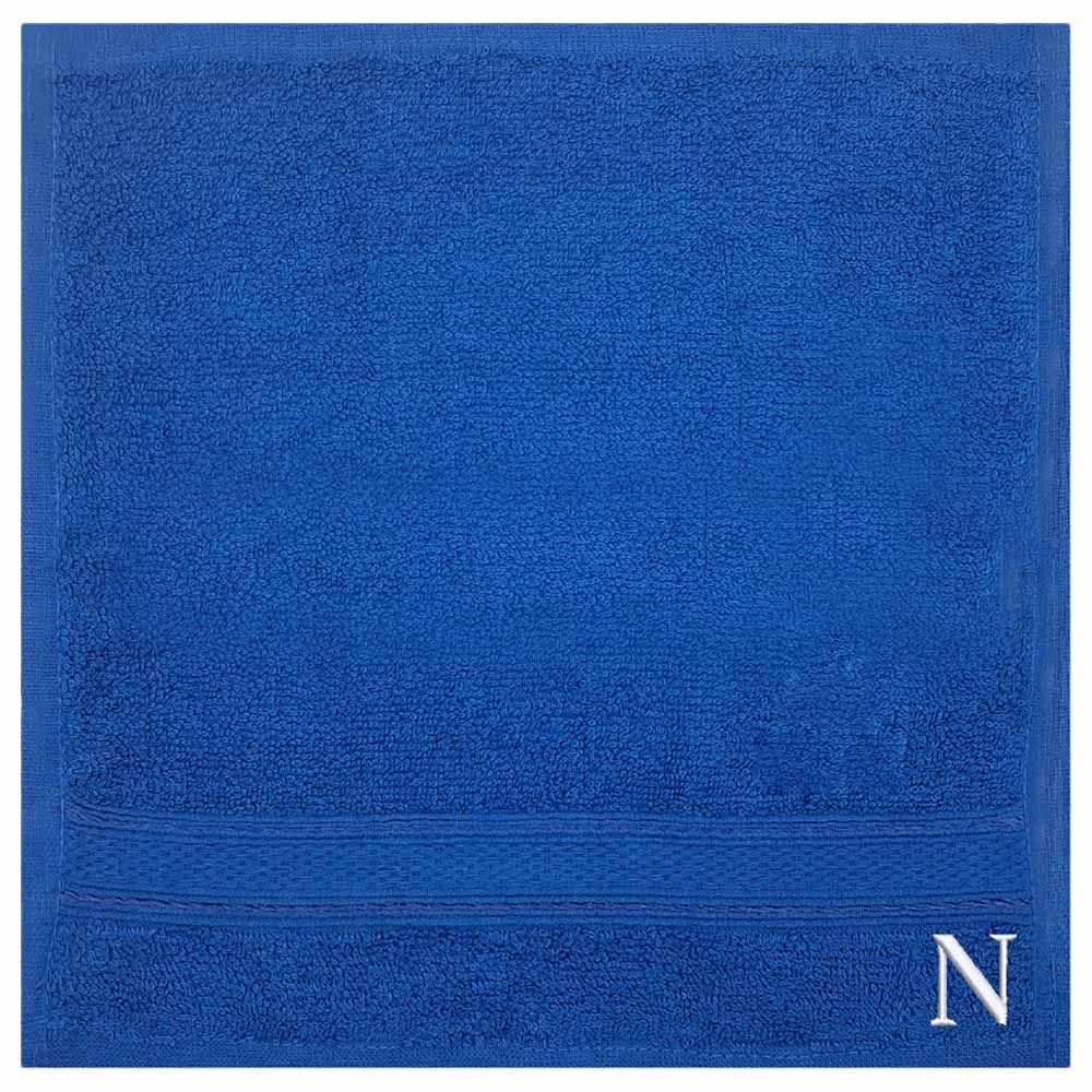 Byft - Letter N Monogrammed Face Towel - 30 x 30 cm - 6pcs - Royal Blue