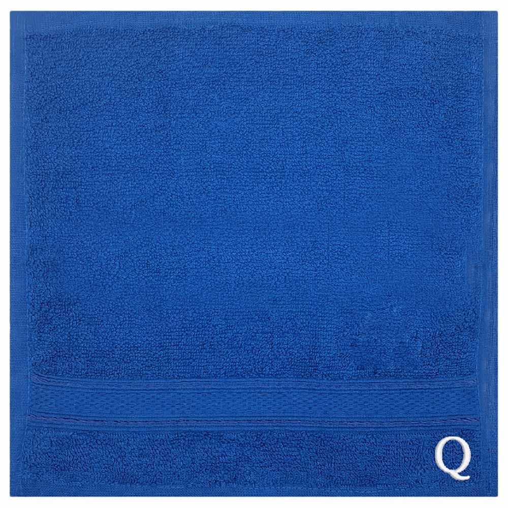 Byft - Letter Q Monogrammed Face Towel - 30 x 30 cm - 6pcs - Royal Blue