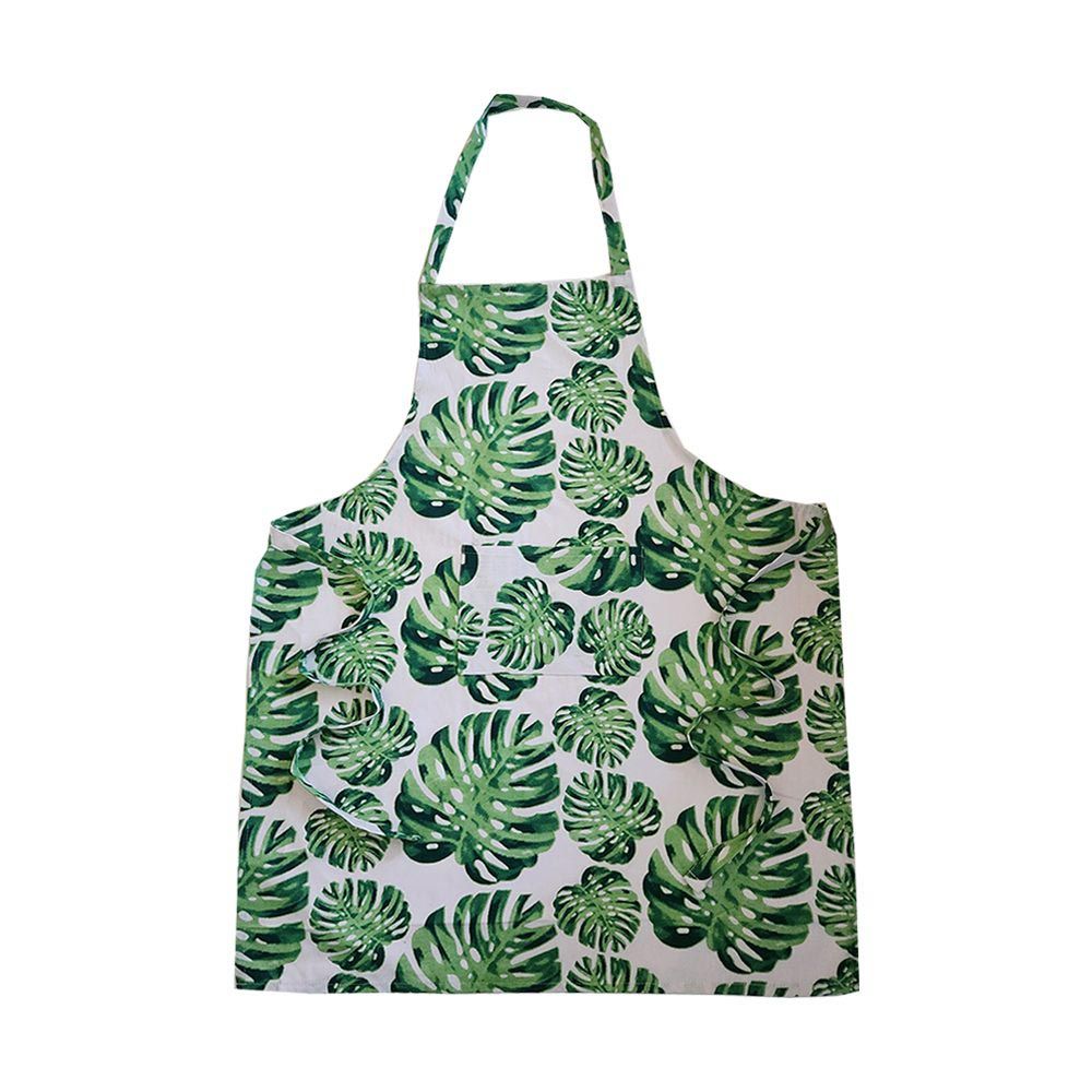 BYFT - Orchard Monstera Leaves Printed Kitchen Apron - Green