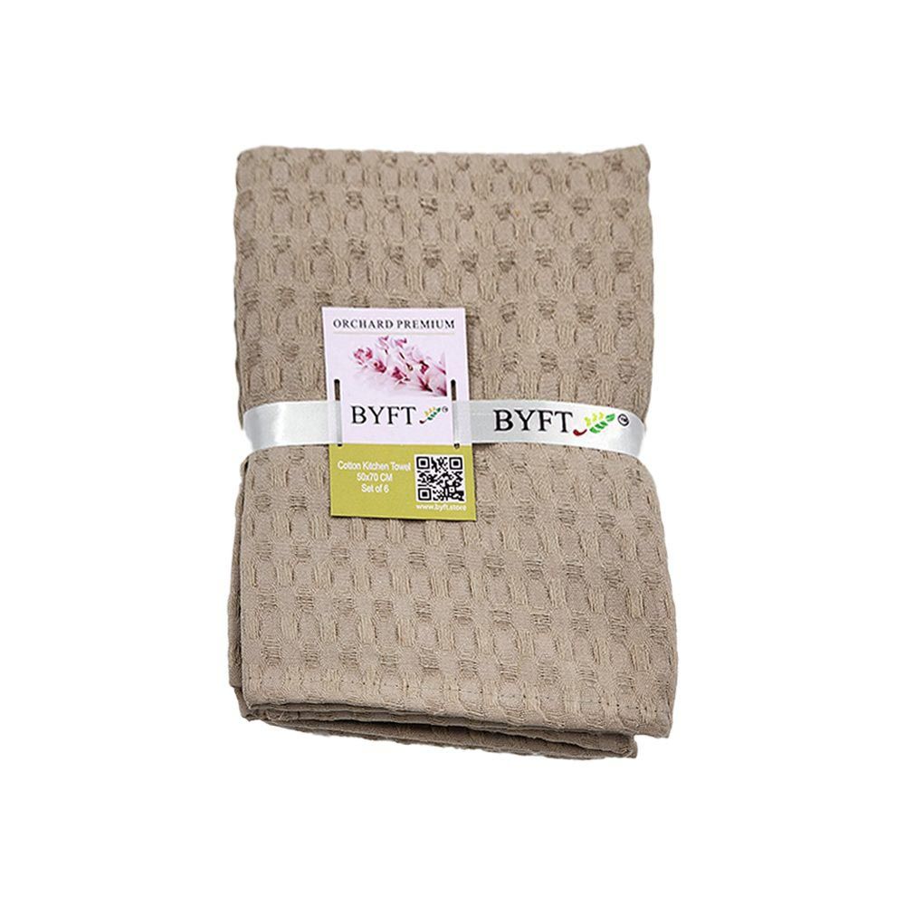 BYFT - Orchard Waffle Kitchen Towel - Light Beige - 6pcs