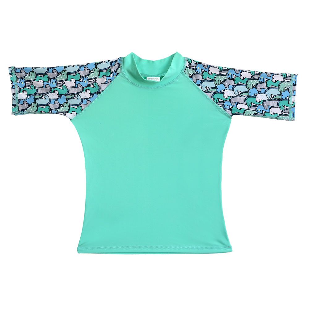 Cool2C - Boys Dinosaur Short Sleeve Rashguard - Green