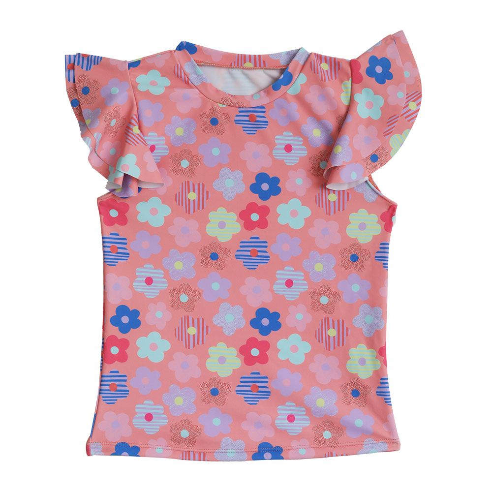 Cool2C - Girls Flowers Flutter Sleeve Rashguard