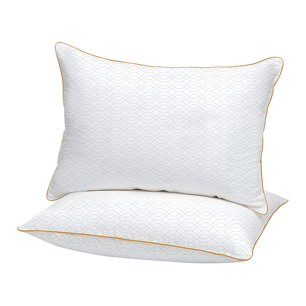 Cotton Home - Dobby Jacquard Pillow With Gold Cord - 50x90cm - White