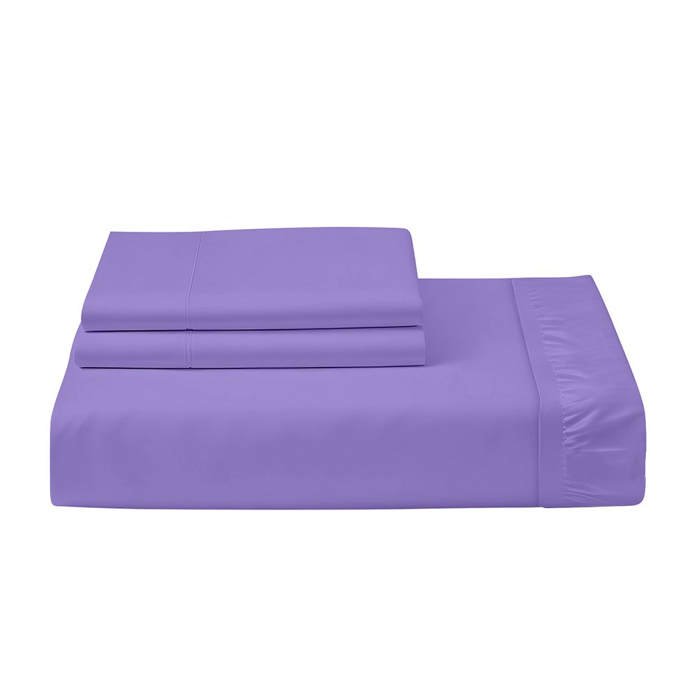 Cotton Home - King Size Fitted Bedsheet With 2 Pillow Case - Purple