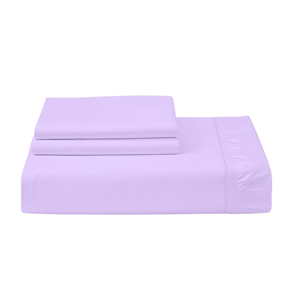 Cotton Home - King Size Fitted Bedsheet With 2 Pillow Case - Light Purple