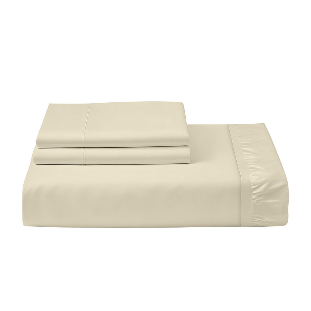 Cotton Home - Super King Size Fitted Bedsheet With 2 Pillow Case - Beige