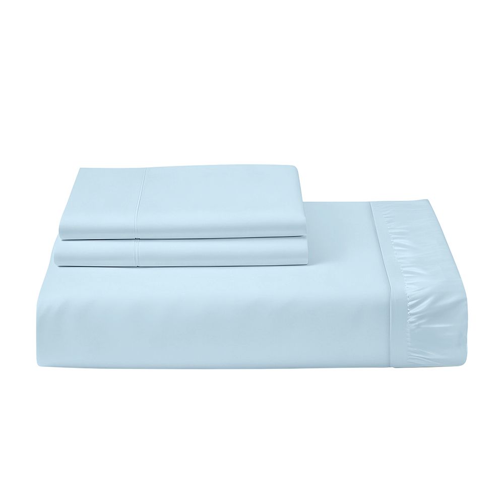 Cotton Home - Super King Size Fitted Bedsheet With 2 Pillow Case - Sky Blue