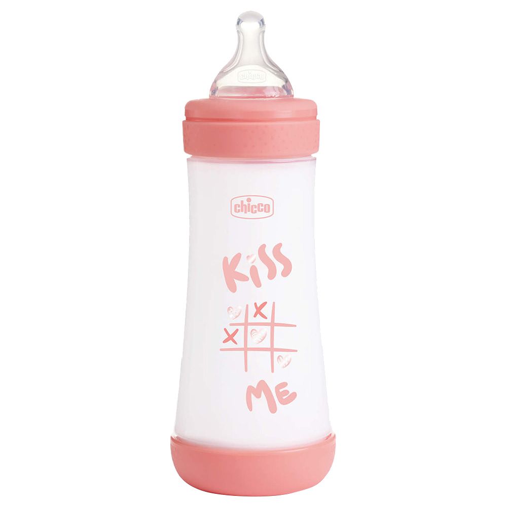 Chicco - Perfect 5 Fast Flow Feeding Bottle - Pink - 300 ml