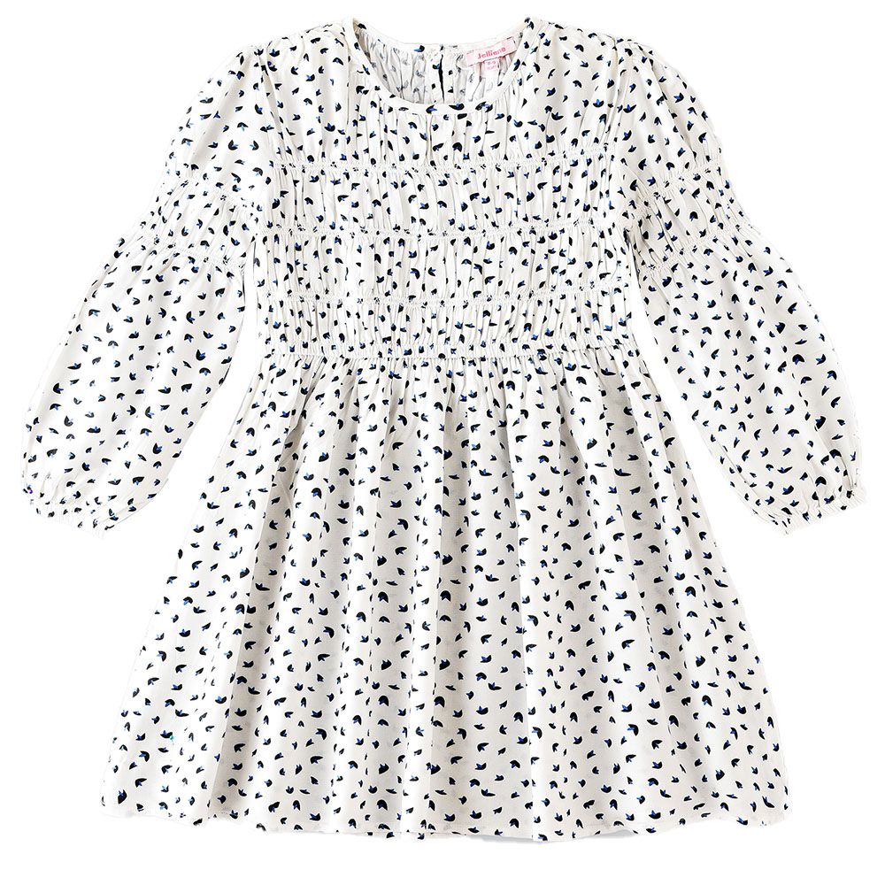 Jelliene - Girls Printed Soft Viscose Dress - White