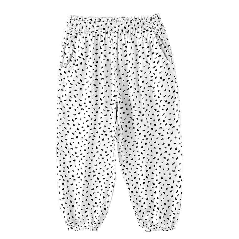 Jelliene - Girls Printed Comfortable Viscose Pants - White