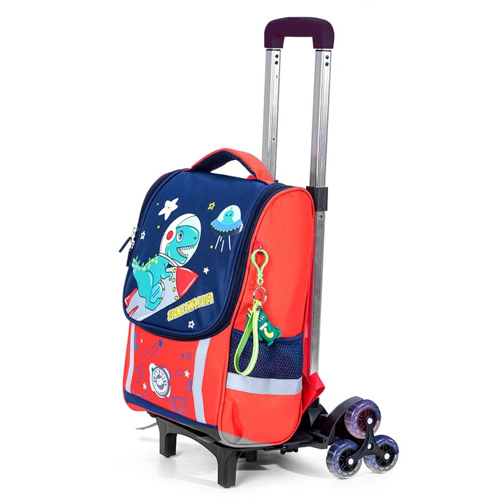 Eazy Kids - Dino In Space School Bag With Trolley - Red