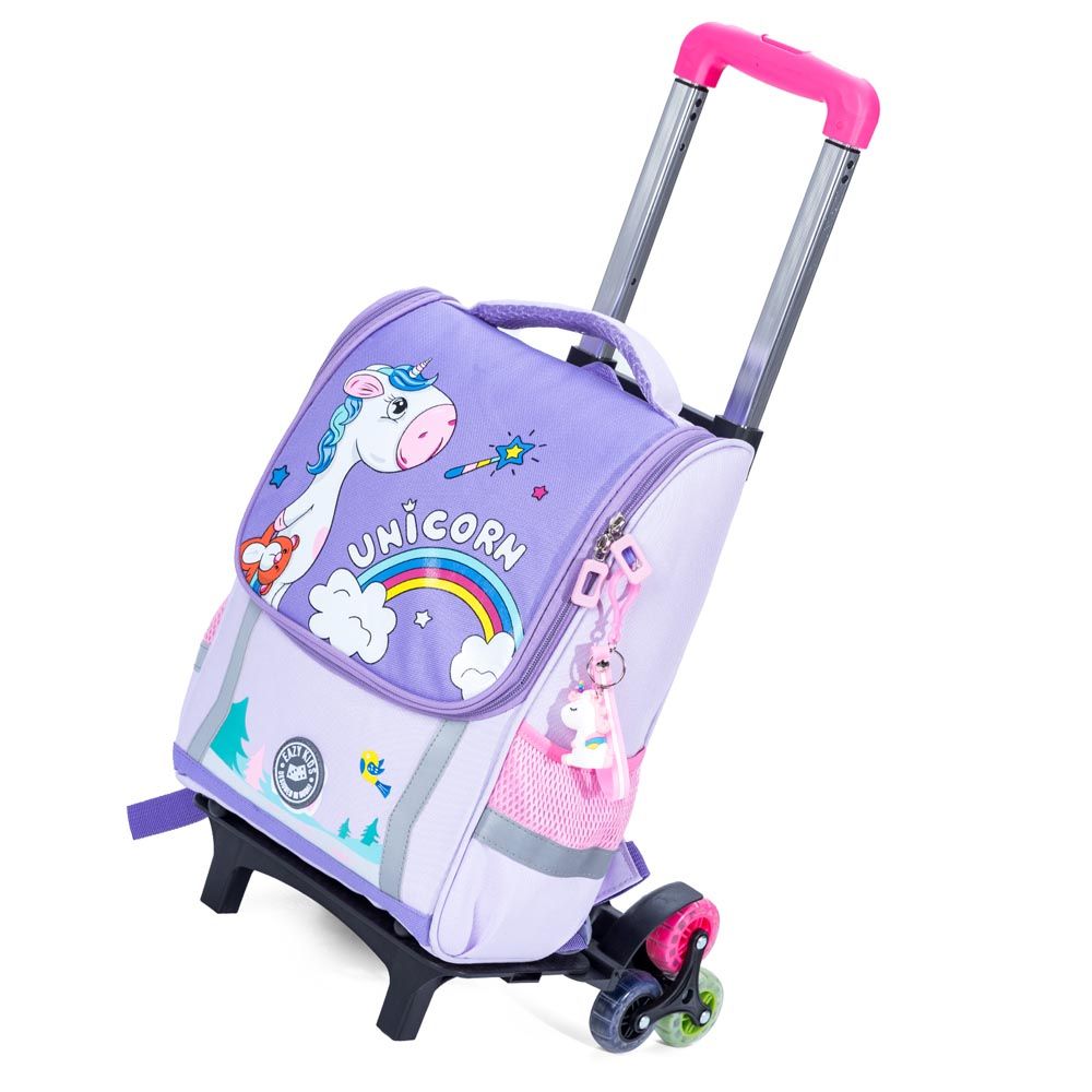 Eazy Kids - Unicorn School Bag With Trolley - Prince Purple