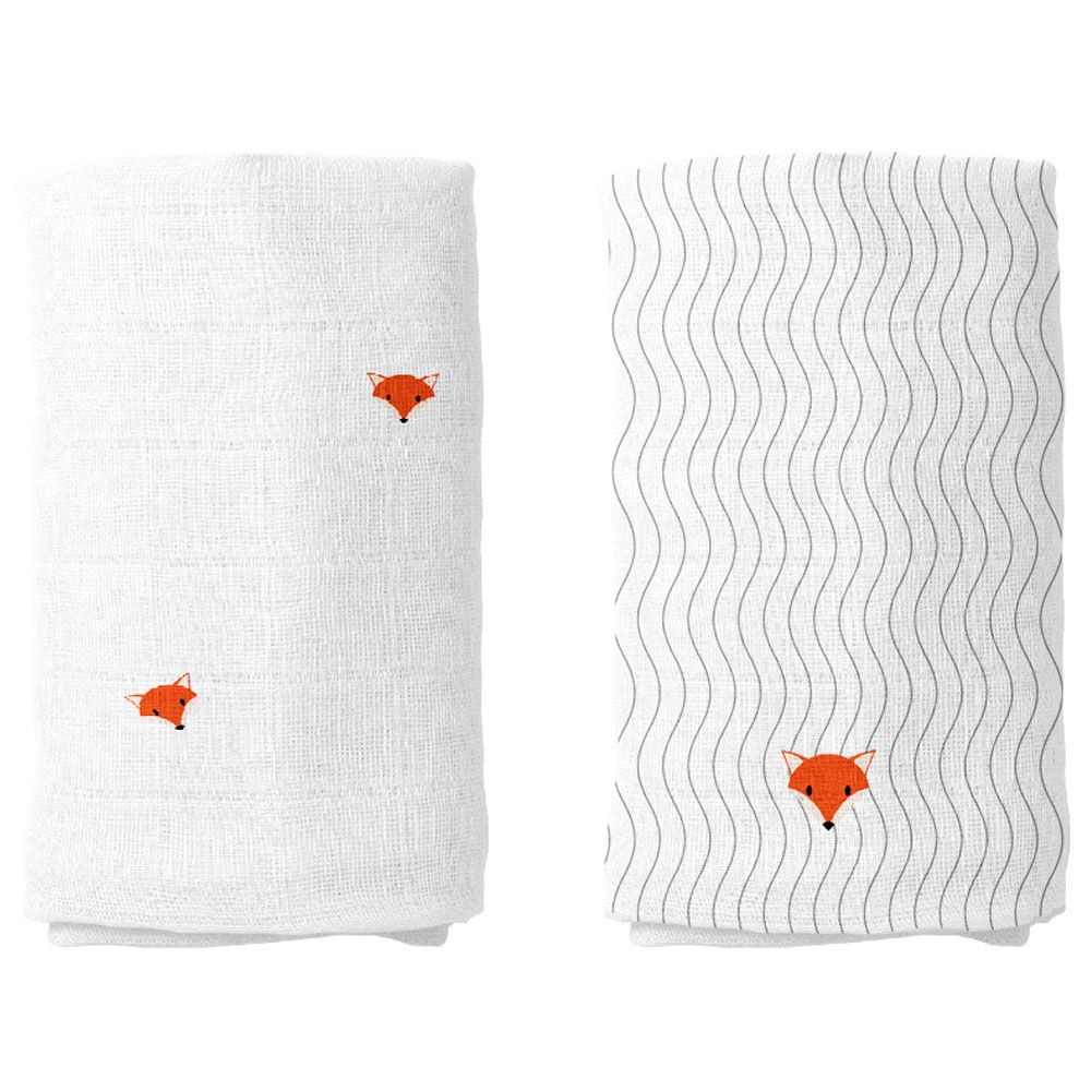 Casadora Baby - Muslin Swaddle Blanket - Pack of 2 - Cool Fox