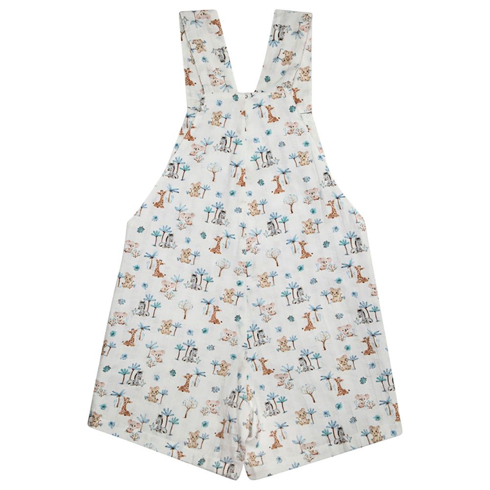 Jules & Juliette - Daniel Baby Dungaree - White Jungle Print