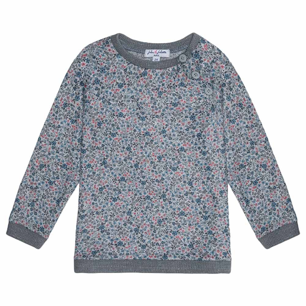 Jules & Juliette - Darell Baby Floral Sweatshirt - Flowery Grey Blue