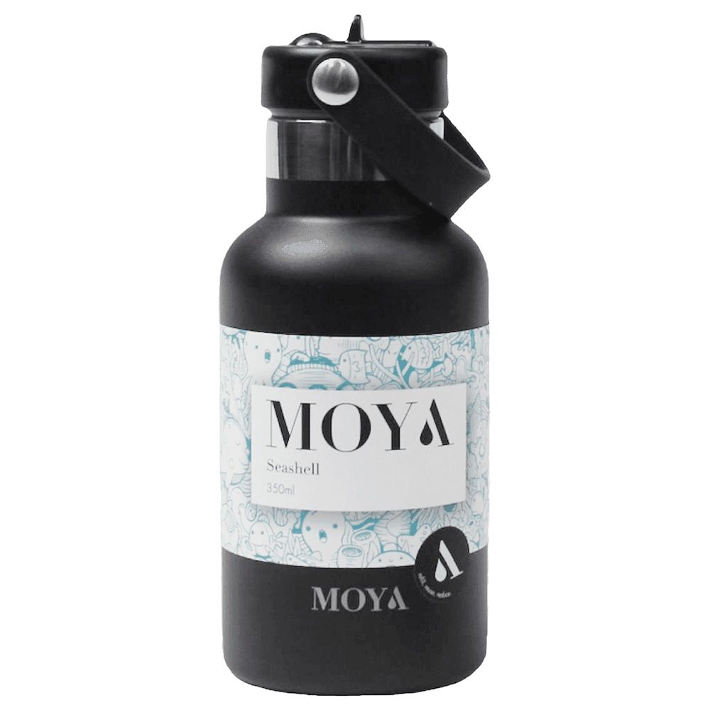 Moya - Seashell Insulated Stainless Steel Water Bottle - 350ml - Black