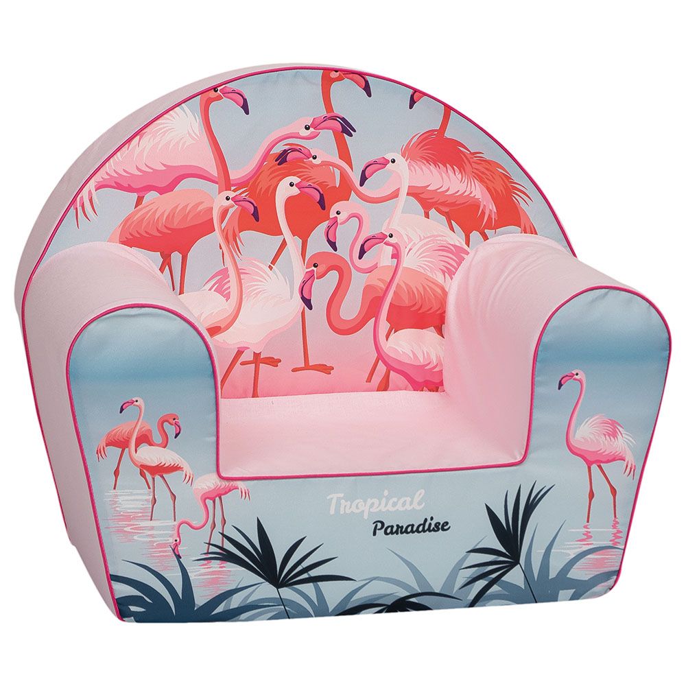 Delsit - Arm Chair Flamingos - Pink/Grey