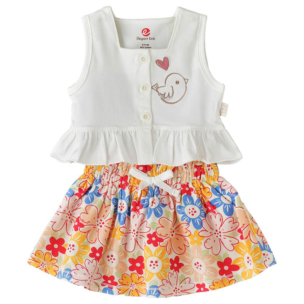 Elegant Kids - 2pc-Set - Twirling Under Sunshine Girl's Tee And Skirt