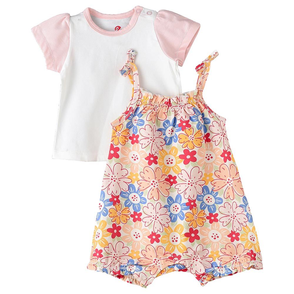 Elegant Kids - 2pc-Set - Sunshine Seeker Girl's Breezy Tee And Dungaree