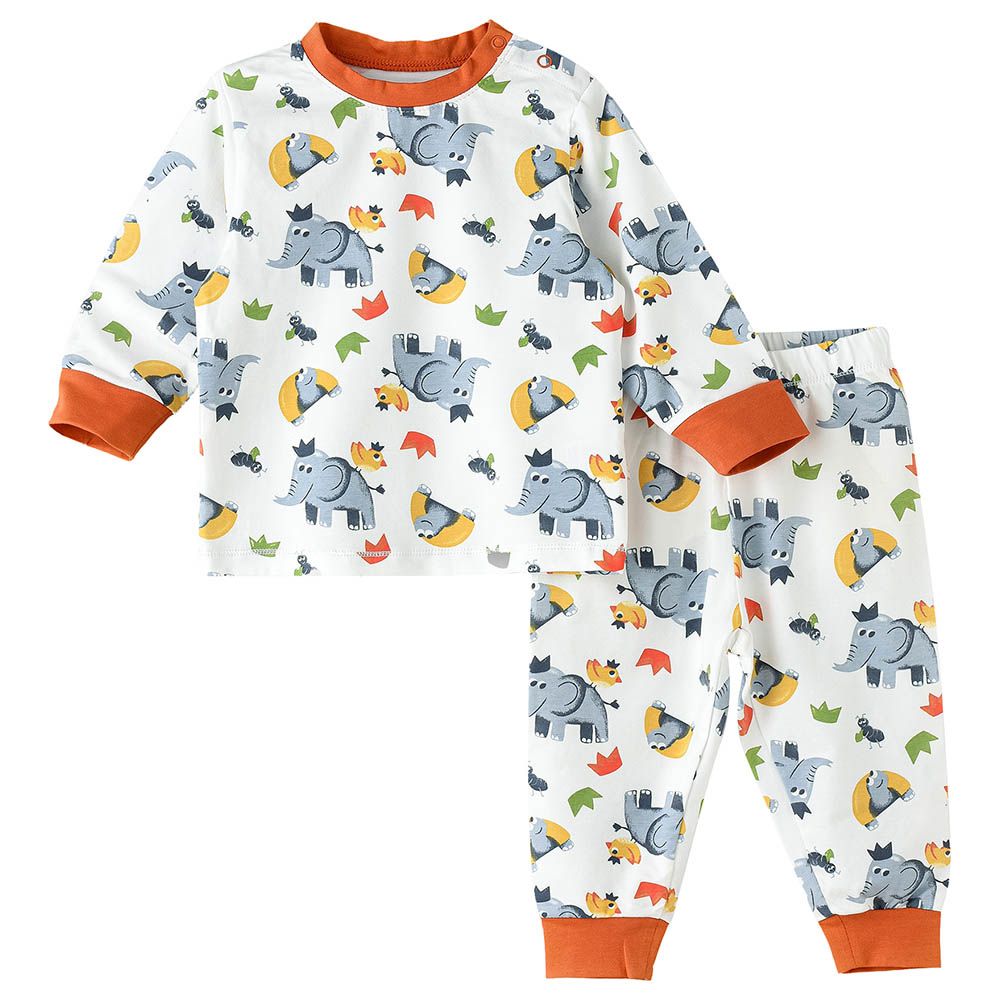 Elegant Kids - 2pc-Set - Boys Cotton And Spandex Pyjama Set - White