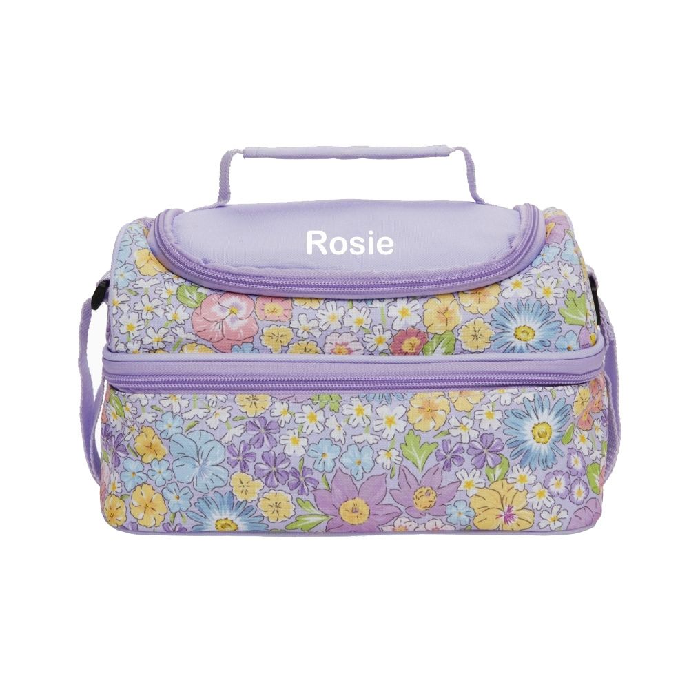 Little IA - Personalized Enchanted Floral Double-Decker Lunch Bag - Purple