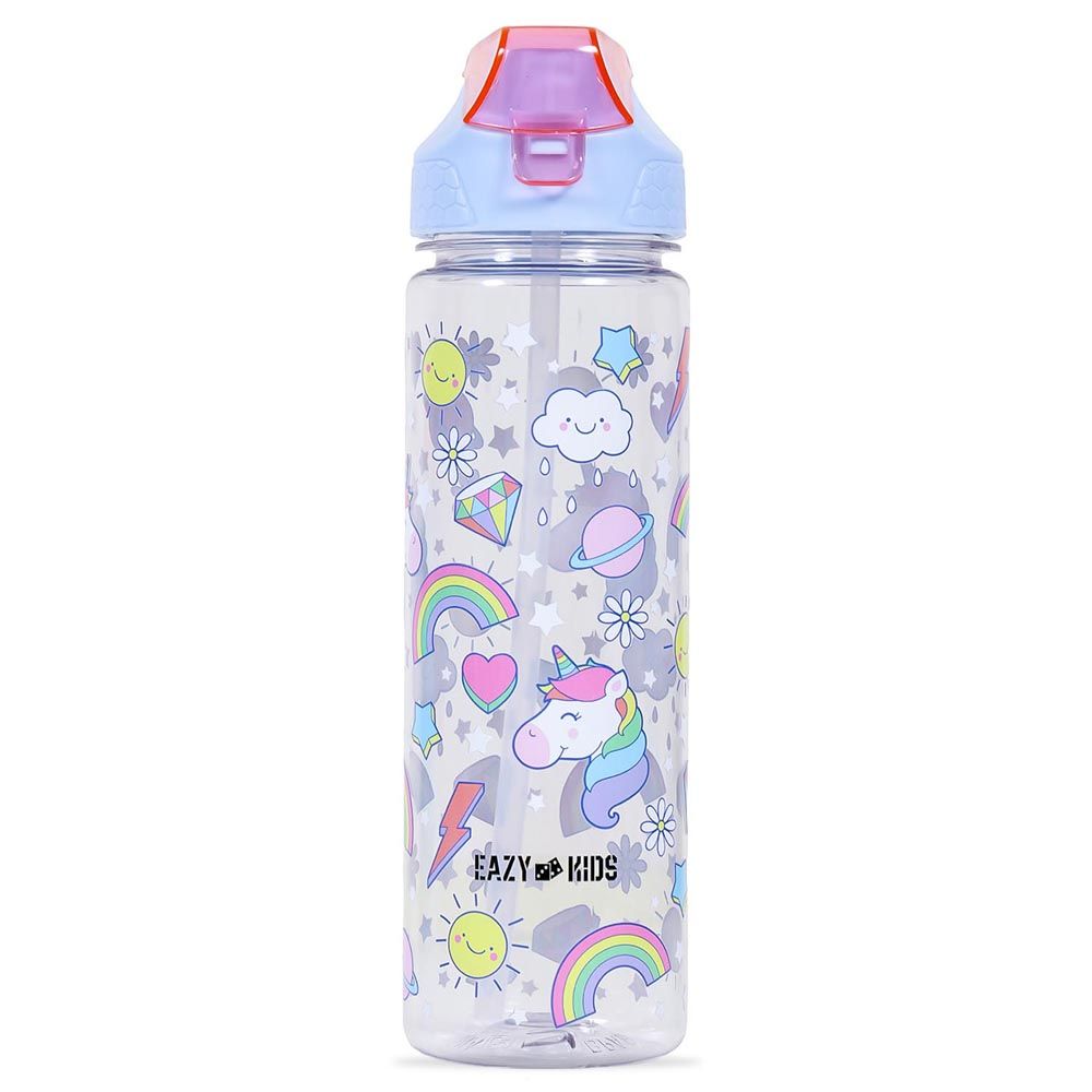 Eazy Kids - 2-In-1 Unicorn Tritan Water Bottle - Blue - 650ml