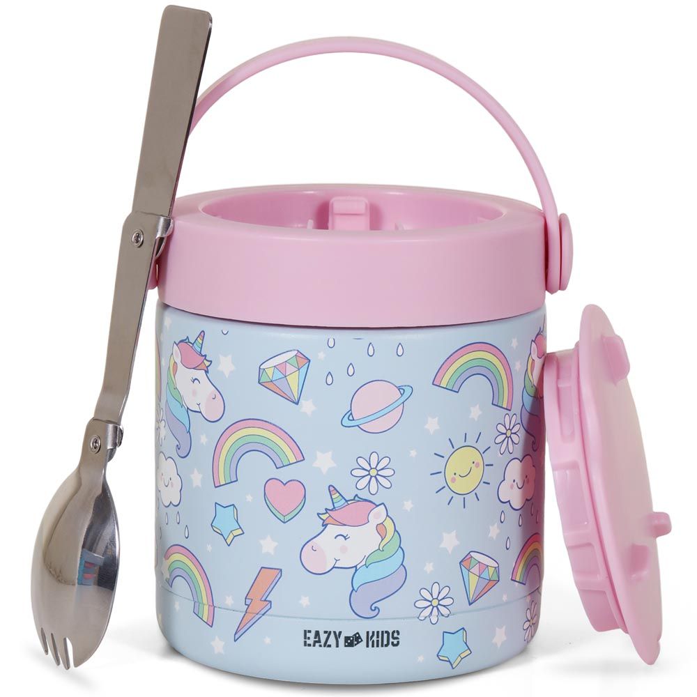 Eazy Kids - Unicorn Stainless Steel Insulated Food Jar - Blue - 350ml