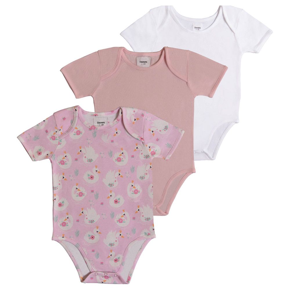 Eleonora Baby Wear - 3pc-Set - Short Sleeve Bodysuits - Swan