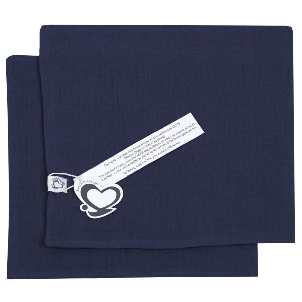 Me - Organic Muslin Burp/Face Towel - Midnight - Pack of 2