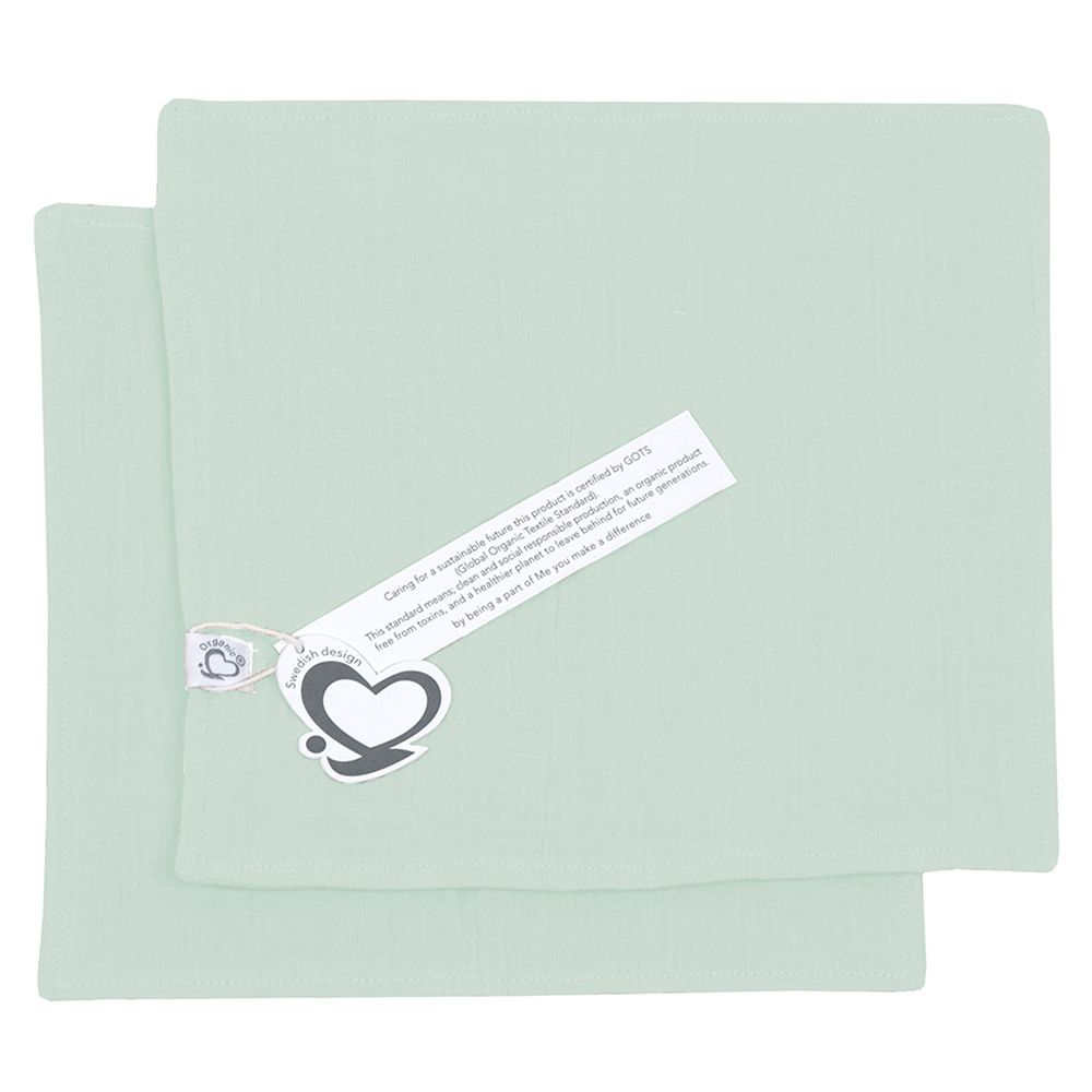 Me - Crinkle Muslin Organic Burp Towel - Sage - 2 Pcs