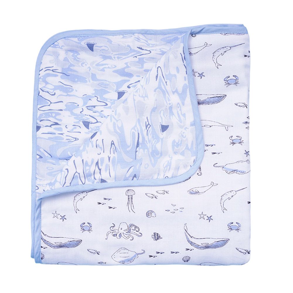 Fancy Fluff - Bamboo Muslin Blanket - Marine