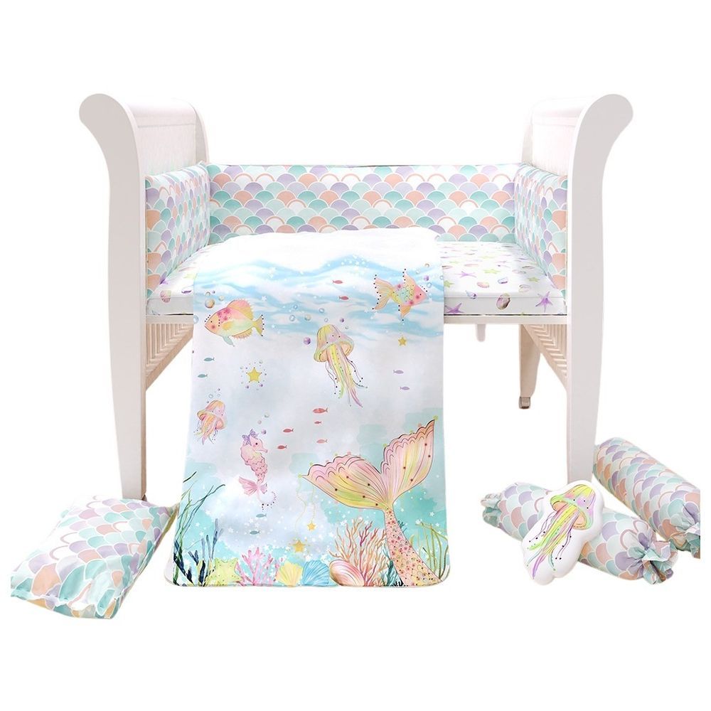 Fancy Fluff - Organic Baby Cot Bedding Set - Sea Fantasy - 7 Pcs