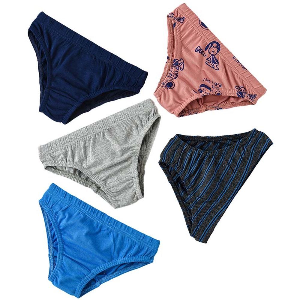 Jam - 5pc-Set - Boy's Soft & Comfortable Briefs - Blue/Grey