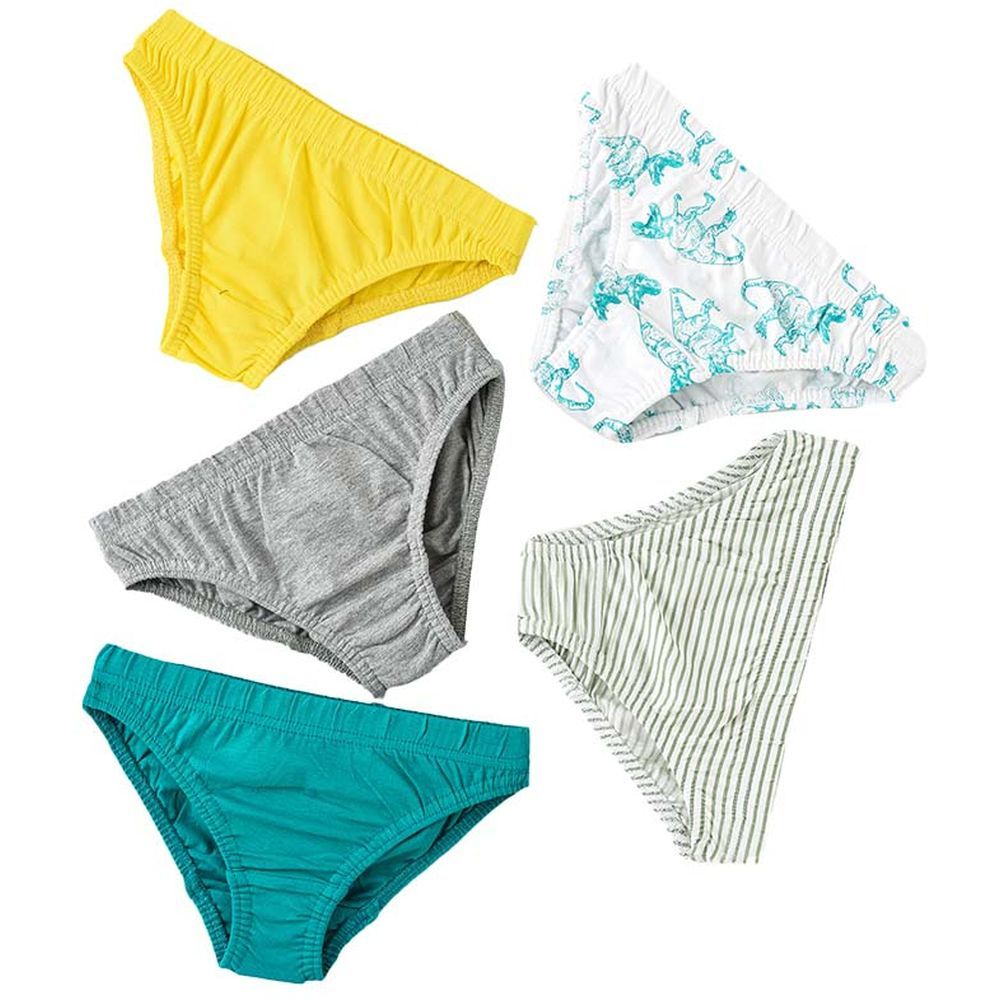 Jam - 5pc-Set - Boy's Soft & Comfortable Briefs - Yellow/Green