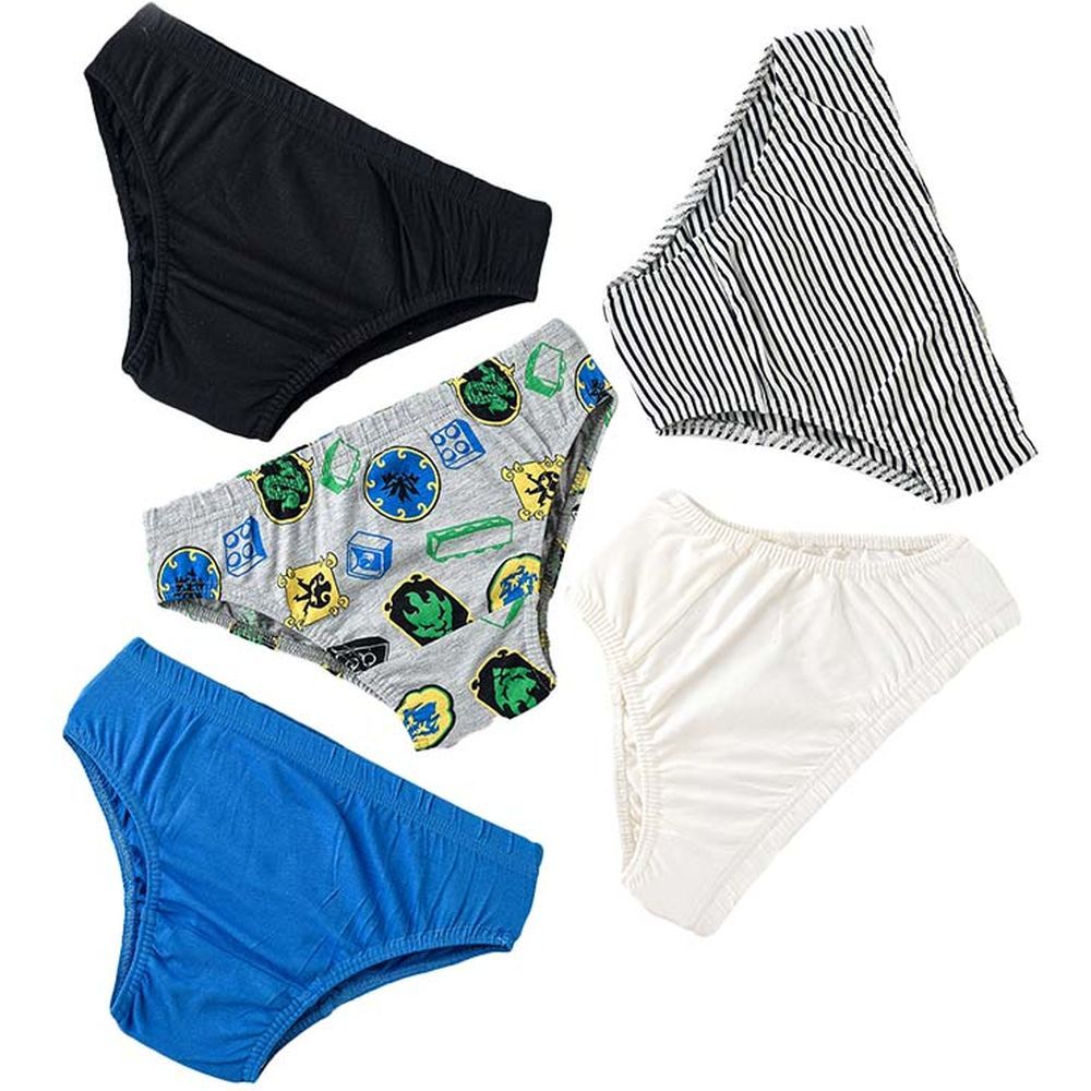 Jam - 5pc-Set - Boy's Soft & Comfortable Briefs - Blue/Black