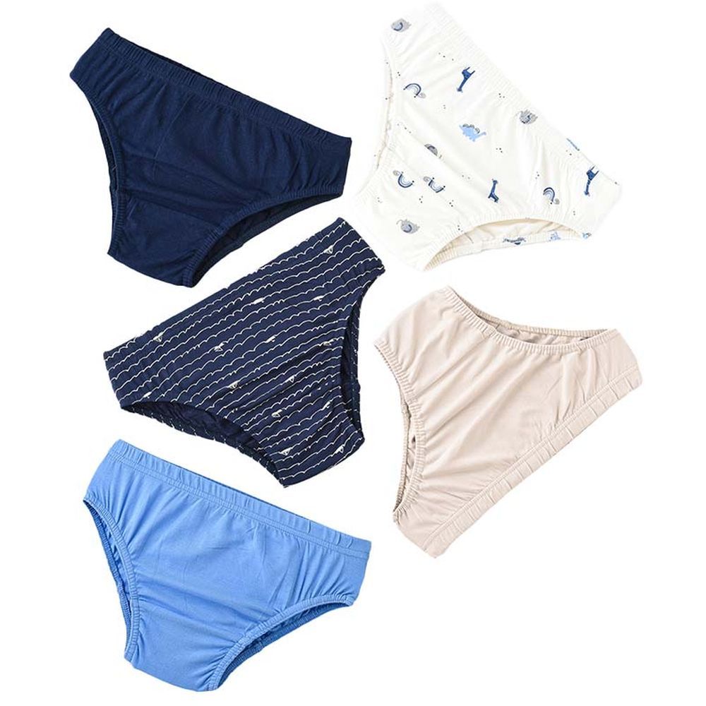 Jam - 5pc-Set - Boy's Soft & Comfortable Briefs - Blue/Pink_8-9Y